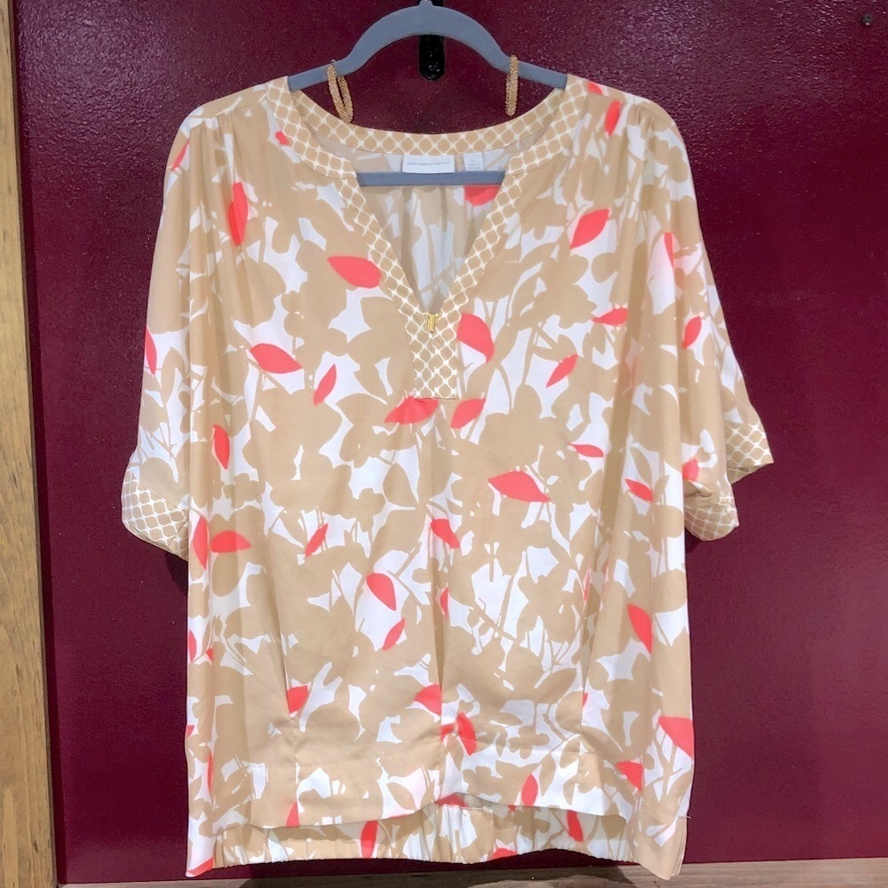 NWOT NY&C Coral and Tan Blouse XL